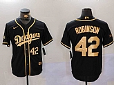 Men's Los Angeles Dodgers #42 Jackie Robinson Number Black Gold World Series Champions Cool Base Stitched Jersey,baseball caps,new era cap wholesale,wholesale hats