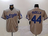 Men's Los Angeles Dodgers #44 Vicente Padilla Grey With los Cool Base Stitched Jersey,baseball caps,new era cap wholesale,wholesale hats