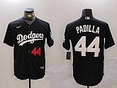 Men's Los Angeles Dodgers #44 Vicente Padilla Number Black Cool Base Stitched Jersey,baseball caps,new era cap wholesale,wholesale hats