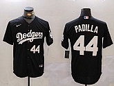 Men's Los Angeles Dodgers #44 Vicente Padilla Number Black Cool Base Stitched Jerseys,baseball caps,new era cap wholesale,wholesale hats