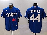 Men's Los Angeles Dodgers #44 Vicente Padilla Number Blue Cool Base Stitched Jersey,baseball caps,new era cap wholesale,wholesale hats