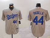 Men's Los Angeles Dodgers #44 Vicente Padilla Number Grey Cool Base Stitched Jerseys,baseball caps,new era cap wholesale,wholesale hats