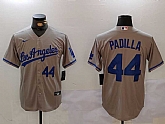 Men's Los Angeles Dodgers #44 Vicente Padilla Number Grey With los Cool Base Stitched Jerseys,baseball caps,new era cap wholesale,wholesale hats