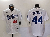 Men's Los Angeles Dodgers #44 Vicente Padilla Number White Cool Base Stitched Jersey,baseball caps,new era cap wholesale,wholesale hats