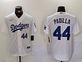 Men's Los Angeles Dodgers #44 Vicente Padilla Number White Cool Base Stitched Jerseys,baseball caps,new era cap wholesale,wholesale hats