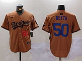 Men's Los Angeles Dodgers #50 Mookie Betts Number Olive Cool Base Limited Stitched Jersey,baseball caps,new era cap wholesale,wholesale hats