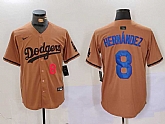 Men's Los Angeles Dodgers #8 Kike Hernandez Number Olive Cool Base Limited Stitched Jersey,baseball caps,new era cap wholesale,wholesale hats