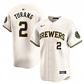 Men's Milwaukee Brewers #2 Brice Turang Nike Cream MLB Limited Jersey,baseball caps,new era cap wholesale,wholesale hats