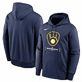 Men's Milwaukee Brewers Navy 2024 Postseason Collection Therma Pullover Hoodie,baseball caps,new era cap wholesale,wholesale hats