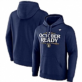 Men's Milwaukee Brewers Navy 2024 Postseason Locker Room Pullover Hoodie,baseball caps,new era cap wholesale,wholesale hats