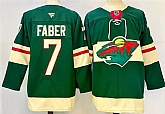 Men's Minnesota Wild #7 Brock Faber Green 2024-25 Home Stitched Hockey Jersey,baseball caps,new era cap wholesale,wholesale hats