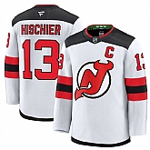 Men's New Jersey Devils #13 Nico Hischier White 2024-25 Away Stitched Hockey Jersey Dzhi,baseball caps,new era cap wholesale,wholesale hats