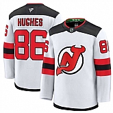 Men's New Jersey Devils #86 Hughes Fanatics White 2024-25 Away Stitched Hockey Jersey Dzhi,baseball caps,new era cap wholesale,wholesale hats