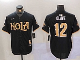 Men's New Orleans Saints #12 Chris Olave Black Cool Base Stitched Baseball Jerseys,baseball caps,new era cap wholesale,wholesale hats