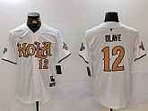 Men's New Orleans Saints #12 Chris Olave Number White Nola Baseball Jersey,baseball caps,new era cap wholesale,wholesale hats