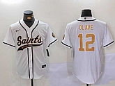 Men's New Orleans Saints #12 Chris Olave White Cool Base Stitched Baseball Jersey,baseball caps,new era cap wholesale,wholesale hats