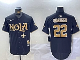 Men's New Orleans Saints #22 Rashid Shaheed Black Cool Base Stitched Baseball Jerseys,baseball caps,new era cap wholesale,wholesale hats