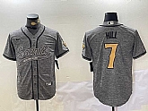 Men's New Orleans Saints #7 Taysom Hill Grey With Patch Cool Base Stitched Baseball Jersey,baseball caps,new era cap wholesale,wholesale hats