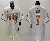 Men's New Orleans Saints #7 Taysom Hill Number White Nola Baseball Jersey,baseball caps,new era cap wholesale,wholesale hats