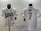 Men's New Orleans Saints #7 Taysom Hill White With Patch Cool Base Stitched Baseball Jerseys,baseball caps,new era cap wholesale,wholesale hats