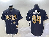 Men's New Orleans Saints #94 Cameron Jordan Black Cool Base Stitched Baseball Jersey,baseball caps,new era cap wholesale,wholesale hats