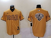 Men's New Orleans Saints Team Big Logo Gold Cool Base Stitched Baseball Jersey,baseball caps,new era cap wholesale,wholesale hats