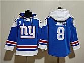 Men's New York Giants #8 Daniel Jones Blue Ageless Must-Have Lace-Up Pullover Hoodie,baseball caps,new era cap wholesale,wholesale hats