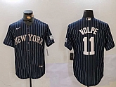 Men's New York Yankees #11 Anthony Volpe Navy Pinstripe Fashion Cool Base Jersey,baseball caps,new era cap wholesale,wholesale hats