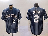 Men's New York Yankees #2 Derek Jeter Navy Pinstripe Fashion Cool Base Jerseys,baseball caps,new era cap wholesale,wholesale hats