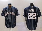 Men's New York Yankees #22 Juan Soto Navy Pinstripe Fashion Cool Base Jersey,baseball caps,new era cap wholesale,wholesale hats