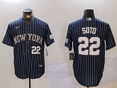 Men's New York Yankees #22 Juan Soto Navy Pinstripe Fashion Cool Base Jerseys,baseball caps,new era cap wholesale,wholesale hats