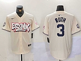 Men's New York Yankees #3 Babe Ruth Cream Limited Stitched Baseball Jersey,baseball caps,new era cap wholesale,wholesale hats