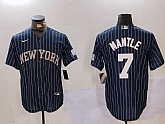 Men's New York Yankees #7 Mickey Mantle Navy Pinstripe Fashion Cool Base Jersey,baseball caps,new era cap wholesale,wholesale hats