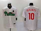 Men's Philadelphia Phillies #10 J.T. Realmuto White Green Cool Base Stitched Jersey,baseball caps,new era cap wholesale,wholesale hats