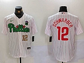 Men's Philadelphia Phillies #12 Kyle Schwarber White Green Cool Base Stitched Jerseys,baseball caps,new era cap wholesale,wholesale hats