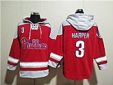 Men's Philadelphia Phillies #3 Bryce Harper Red Ageless Must-Have Lace-Up Pullover Hoodie,baseball caps,new era cap wholesale,wholesale hats