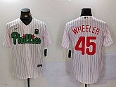 Men's Philadelphia Phillies #45 Zack Wheeler White Green Cool Base Stitched Jersey,baseball caps,new era cap wholesale,wholesale hats