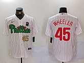 Men's Philadelphia Phillies #45 Zack Wheeler White Green Cool Base Stitched Jerseys,baseball caps,new era cap wholesale,wholesale hats