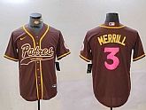 Men's San Diego Padres #3 Jackson Merrill Brown Cool Base Stitched Baseball Jerseys,baseball caps,new era cap wholesale,wholesale hats