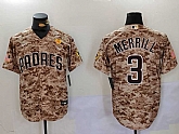 Men's San Diego Padres #3 Jackson Merrill Camo With PS Patch Cool Base Stitched Jersey,baseball caps,new era cap wholesale,wholesale hats