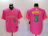 Men's San Diego Padres #3 Jackson Merrill Pink Player Number Fashion Baseball Jersey,baseball caps,new era cap wholesale,wholesale hats