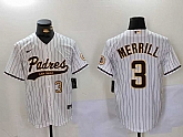 Men's San Diego Padres #3 Jackson Merrill White 2023 Cool Base Stitched Jerseys,baseball caps,new era cap wholesale,wholesale hats