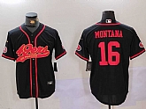 Men's San Francisco 49ers #16 Joe Montana Black With Patch Cool Base Stitched Baseball Jerseys,baseball caps,new era cap wholesale,wholesale hats