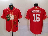 Men's San Francisco 49ers #16 Joe Montana Red With Patch Cool Base Stitched Baseball Jerseys,baseball caps,new era cap wholesale,wholesale hats