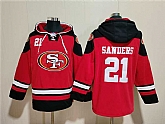 Men's San Francisco 49ers #21 Deion Sanders Red Black Ageless Must-Have Lace-Up Pullover Hoodie,baseball caps,new era cap wholesale,wholesale hats