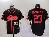 Men's San Francisco 49ers #23 Christian McCaffrey Black With Patch Cool Base Stitched Baseball Jerseys,baseball caps,new era cap wholesale,wholesale hats