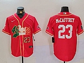 Men's San Francisco 49ers #23 Christian McCaffrey Red With Patch Cool Base Stitched Baseball Jerseys,baseball caps,new era cap wholesale,wholesale hats