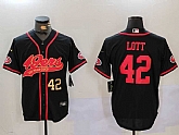 Men's San Francisco 49ers #42 Ronnie Lott Black With Patch Cool Base Stitched Baseball Jerseys,baseball caps,new era cap wholesale,wholesale hats