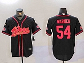 Men's San Francisco 49ers #54 Fred Warner Black With Patch Cool Base Stitched Baseball Jersey,baseball caps,new era cap wholesale,wholesale hats