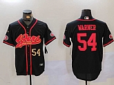 Men's San Francisco 49ers #54 Fred Warner Black With Patch Cool Base Stitched Baseball Jerseys,baseball caps,new era cap wholesale,wholesale hats